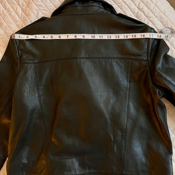 Mango Black Genuine Leather Moto Jacket, Size M - Picture 7 of 7